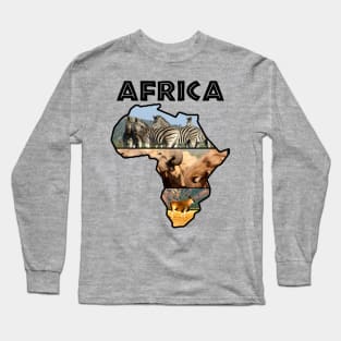 African Wildlife Continent Collage Long Sleeve T-Shirt